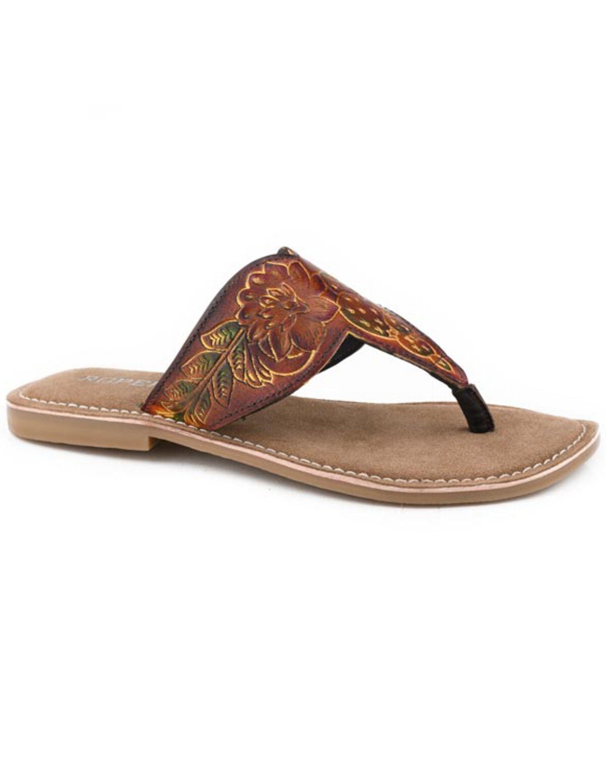 Roper Women's Juliet Tooled Sandals, Brown, hi-res