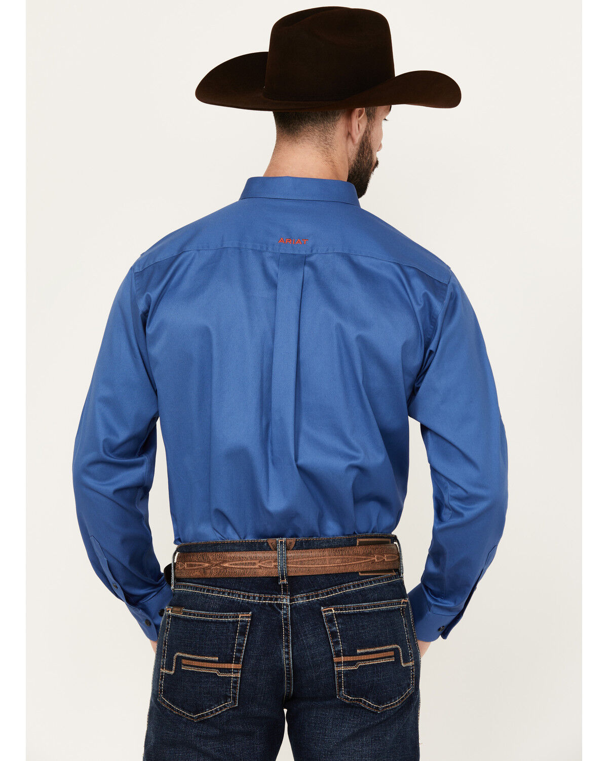 Image #4 - Ariat Men's Team Solid Twill Logo Long Sleeve Button-Down Western Shirt, Dark Blue, hi-res