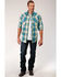 West Made Men's Tide Pool Dobby Plaid Long Sleeve Western Shirt, Blue, hi-res