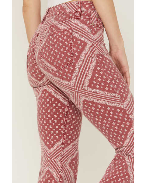 Image #2 - Shyanne Women's Red Bandana Print Flare Jeans, Red, hi-res