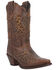 Image #1 - Laredo Women's Stella Leopard Print Inlay Studded Western Boots - Snip Toe, Brown, hi-res