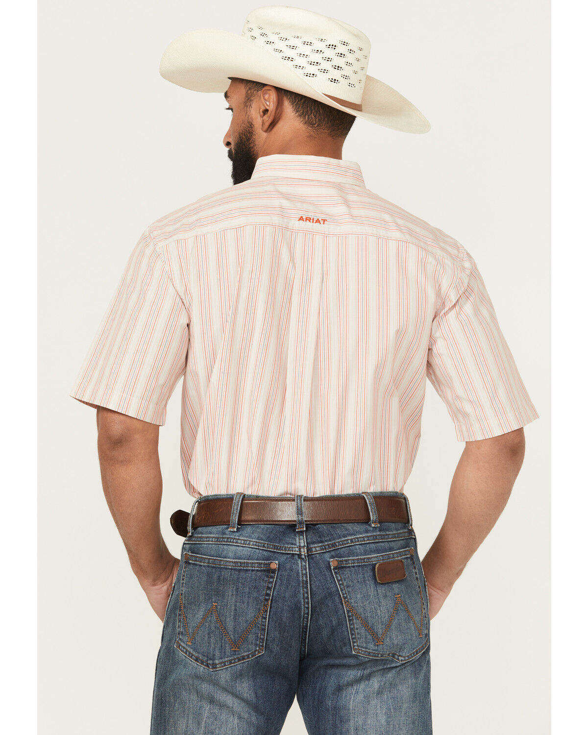 Image #4 - Ariat Men's Winter Pro Series Striped Short Sleeve Button-Down Western Shirt, Tan, hi-res