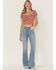 Image #4 - Idyllwind Women's Bay Cove Floral Crop Peasant Top, Brick Red, hi-res
