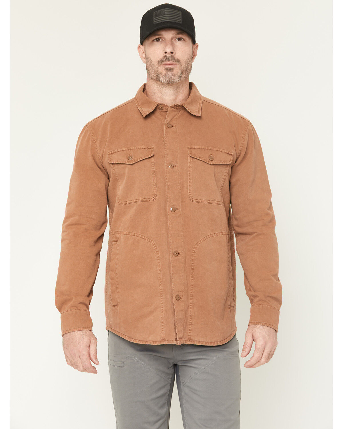 Image #1 - Hawx Men's Sal Twill Solid Button-Down Work Shirt Jacket, Rust Copper, hi-res