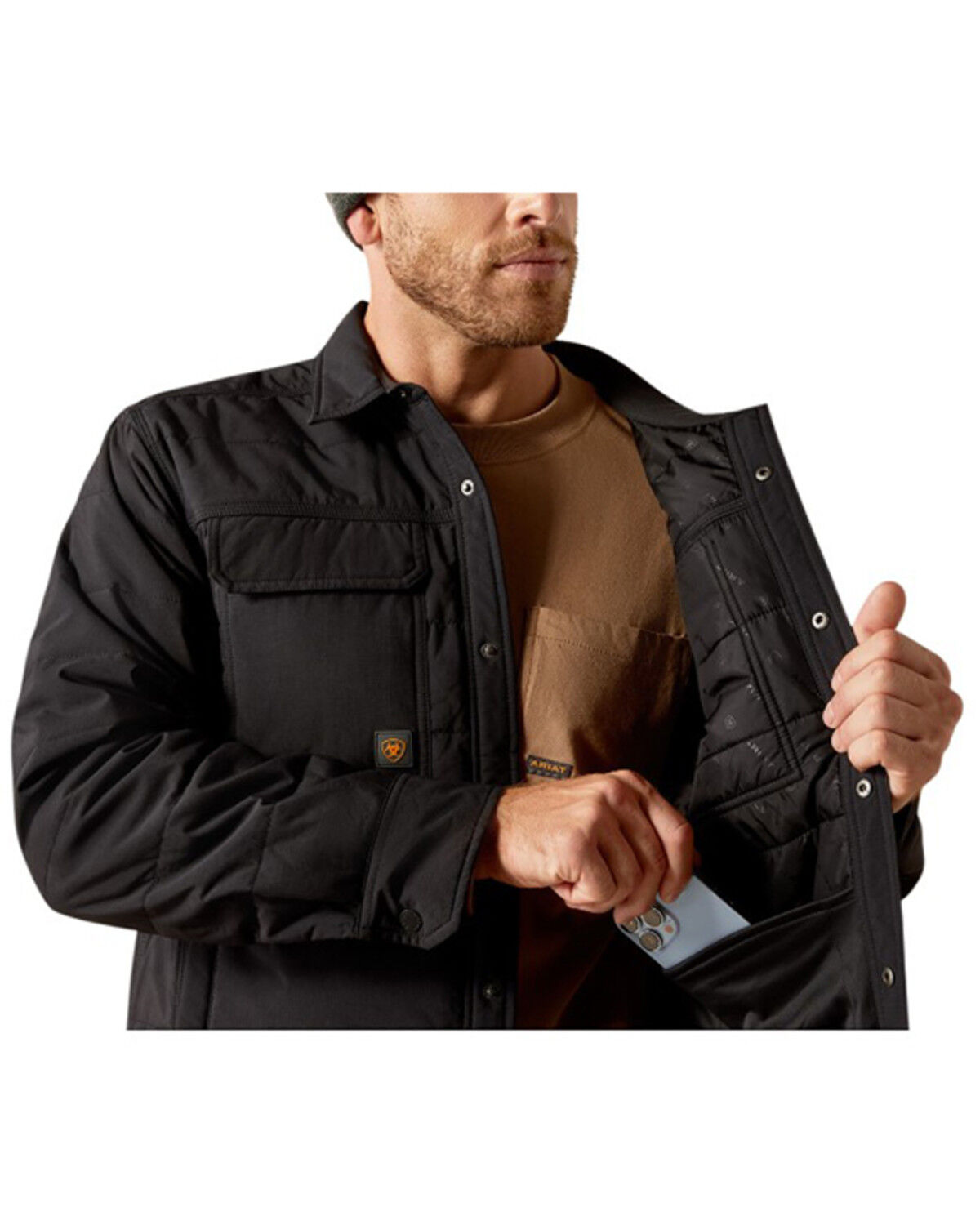Image #3 - Ariat Men's Rebar Cordura Ripstop Insulated Jacket, Black, hi-res