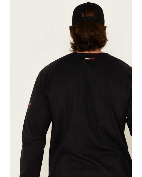 Ariat Men's Black Air Henley Long Sleeve Work Shirt , Black, hi-res