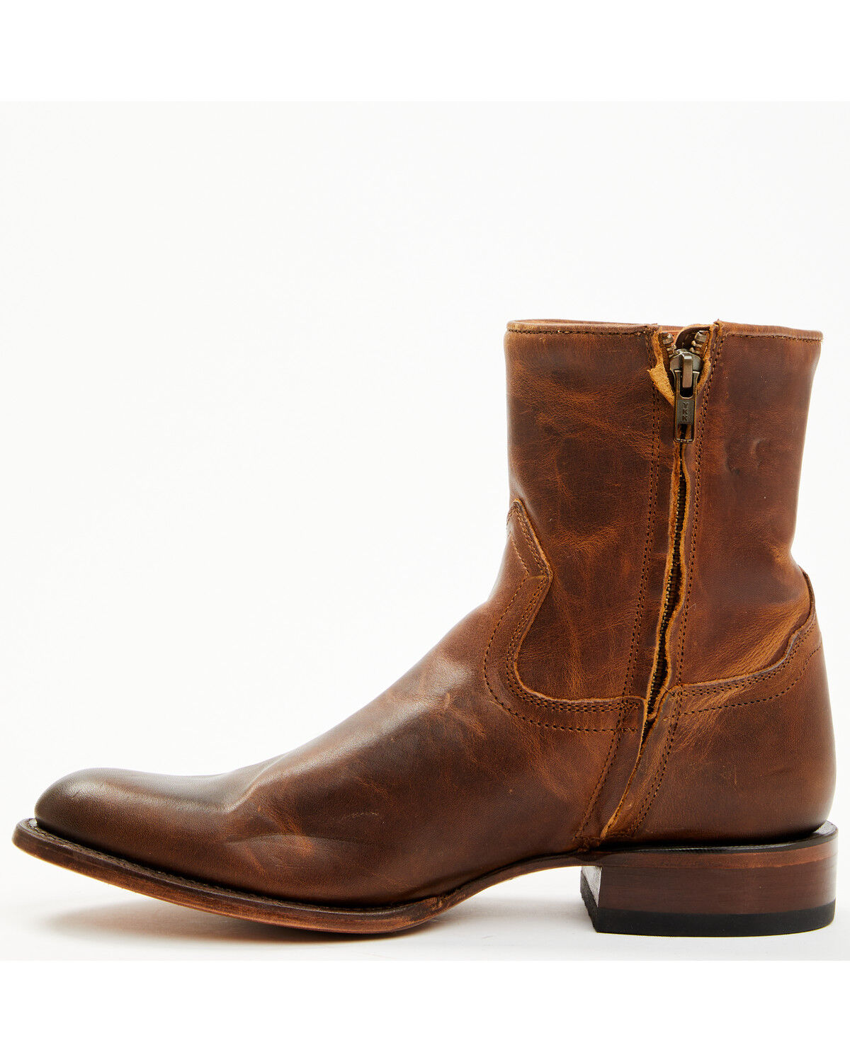 Image #3 - Moonshine Spirit Men's Pancho 8" Zipper Western Boot - Round Toe, Brown, hi-res