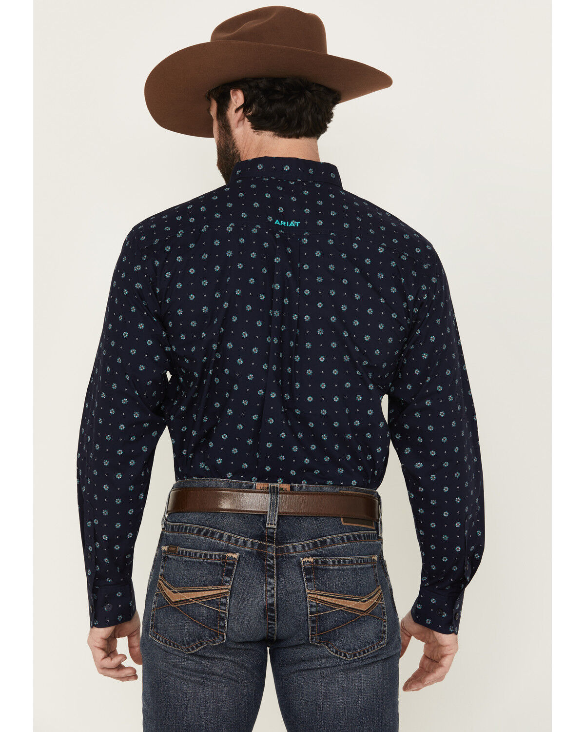 Image #4 - Ariat Men's Jacobi Geo Print Long Sleeve Button-Down Western Shirt - Big, Navy, hi-res