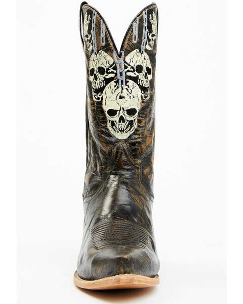 Image #4 - Dan Post Men's 13" Skull Face Tall Western Boot - Snip Toe, Black, hi-res
