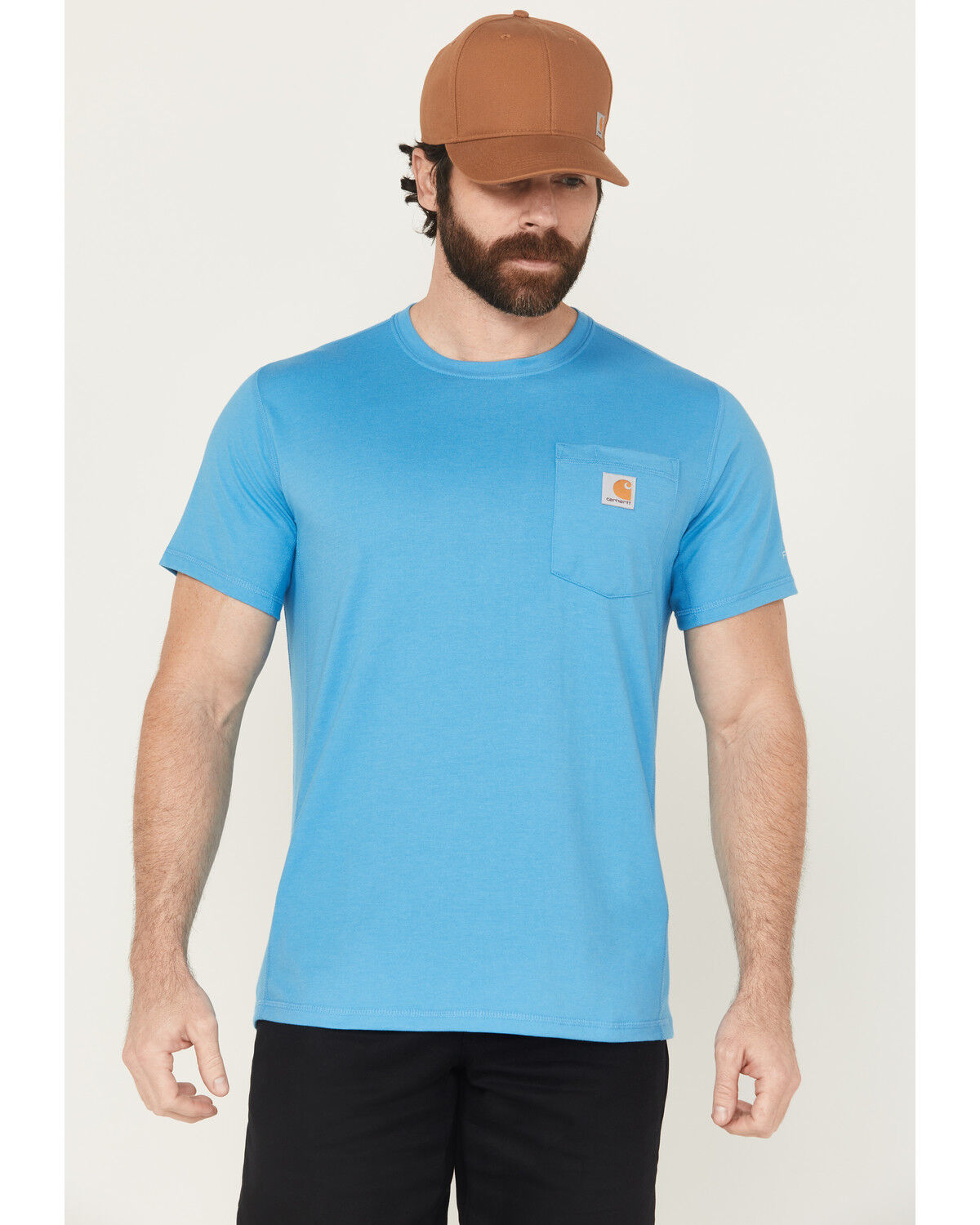 Image #1 - Carhartt Men's Force Relaxed Fit Short Sleeve Pocket T-Shirt, Blue, hi-res