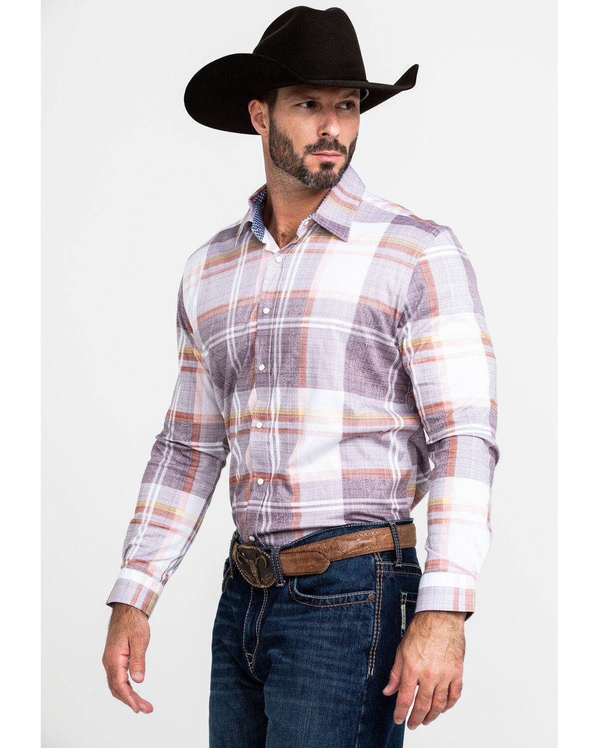 Image #3 - Scully Signature Soft Series Men's Large Plaid Snap Long Sleeve Western Shirt, Brown, hi-res