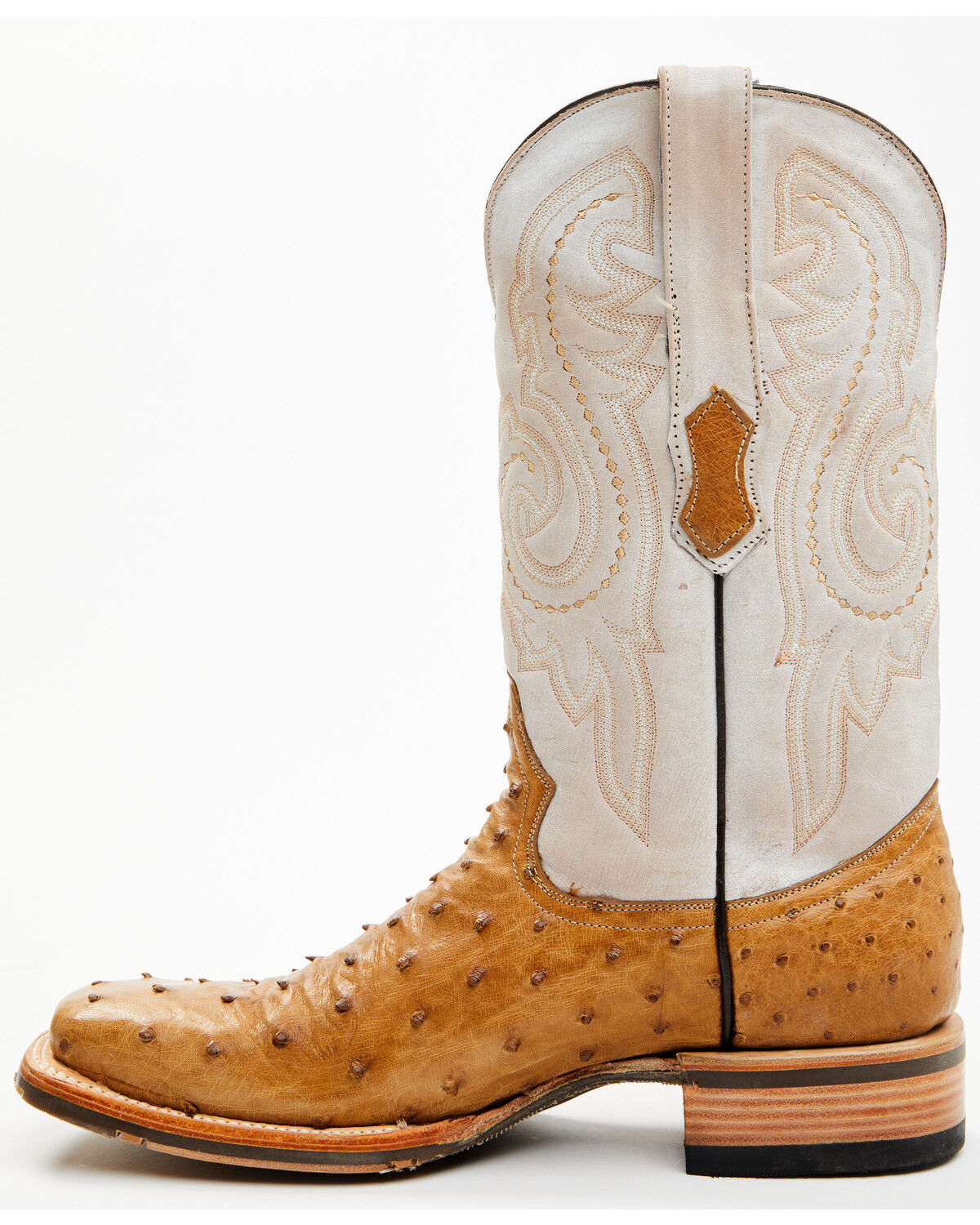 Image #3 - Tanner Mark Men's Exotic Ostrich Western Boots - Broad Square Toe, Tan, hi-res