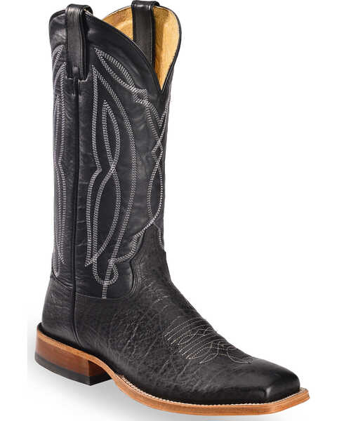 Tony Lama Men's Flat Cow Foot Western Boots - Square Toe, Black, hi-res
