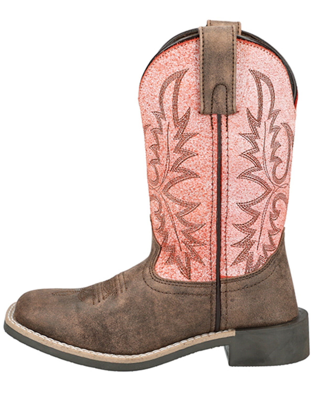 Image #3 - Smoky Mountain Little Girls' Rustic Rider Western Boots - Broad Square Toe, Brown, hi-res