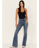 Image #3 - Idyllwind Women's Barella Dark Wash Contrast Panels High Risin' Stretch Bootcut Jeans, Dark Medium Wash, hi-res