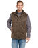 Cripple Creek Men's Chocolate Enzyme Washed Quilted Sherpa Vest , Brown, hi-res