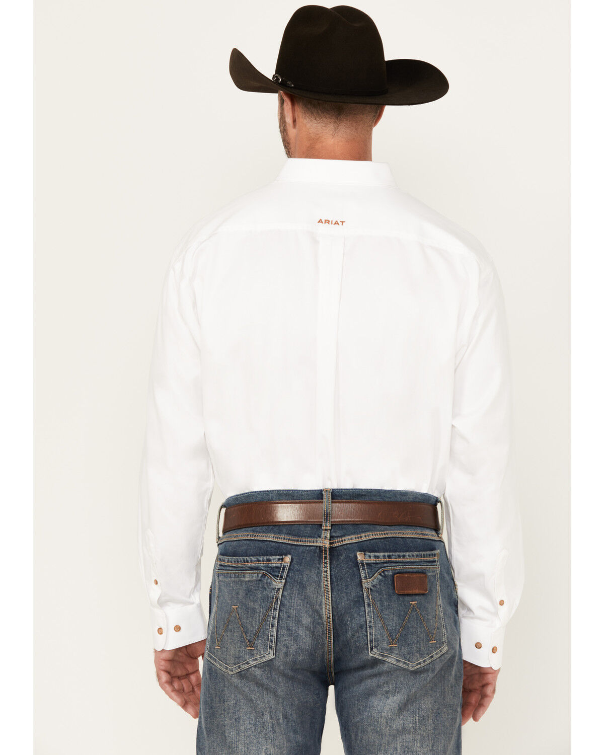 Image #4 - Ariat Men's Solid Twill Long Sleeve Western Woven Shirt, White, hi-res