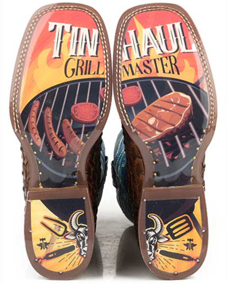 Tin Haul Men's Grill Master Western Boots - Wide Square Toe, Brown, hi-res