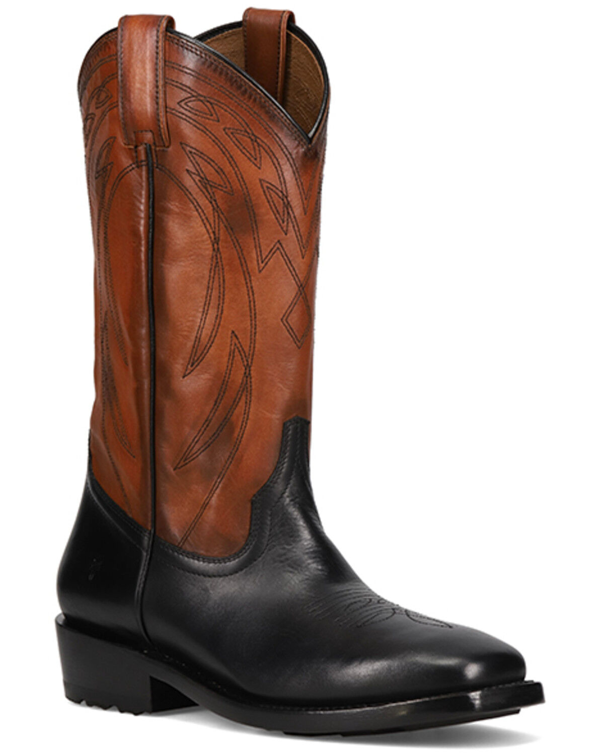 Image #1 - Frye Men's Nash Deco Stitch Western Boots - Broad Square Toe, Black, hi-res