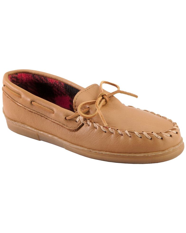 Minnetonka Genuine Moose with Fleece Lining Moccasins - XL(14-16), Natural, hi-res