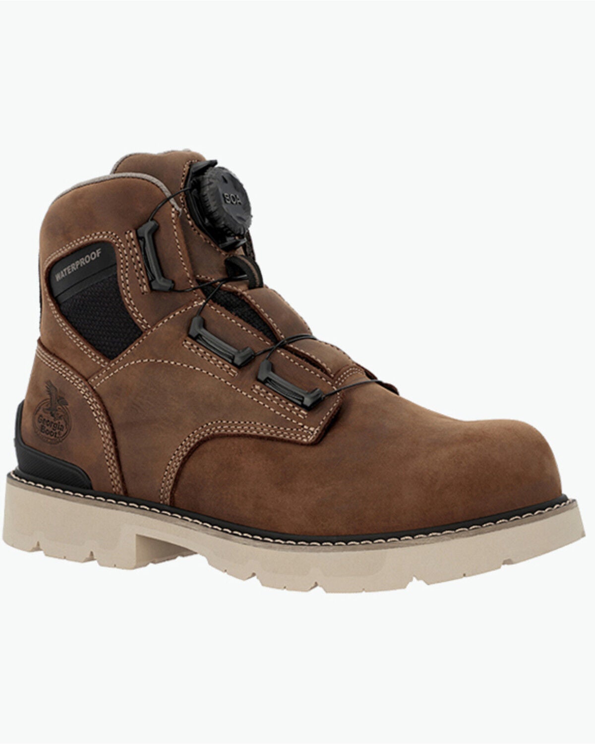 Image #1 - Georgia Men's 6" Carbon Flex BOA Work Boots - Soft Toe, Brown, hi-res