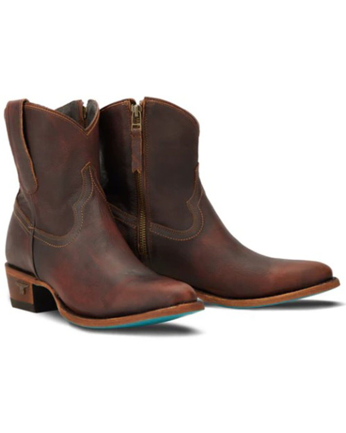 Image #1 - Lane Women's Plain Jane Western Booties - Round Toe, Cognac, hi-res