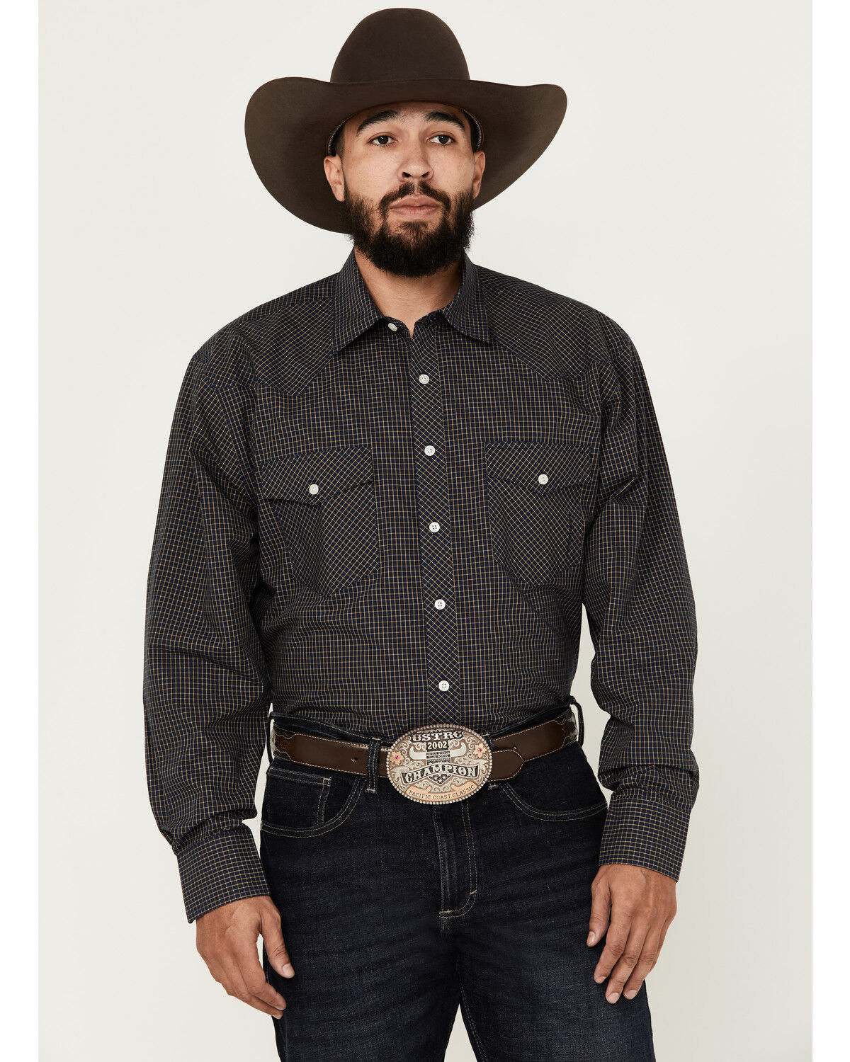 Image #1 - Resistol Men's Colby Long Sleeve Button-Down Western Shirt, Dark Blue, hi-res