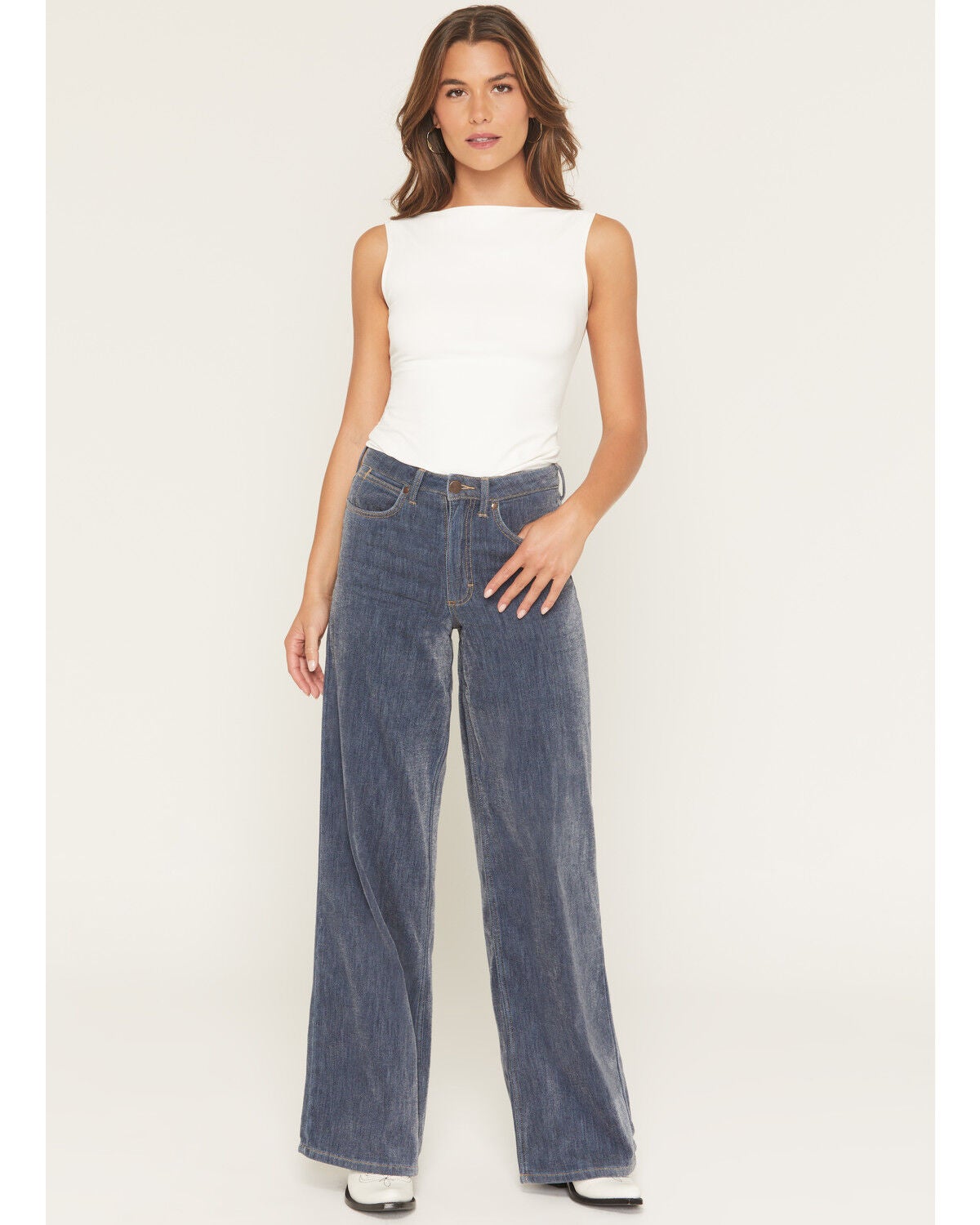 Wrangler Women's Medium Wash High Rise Bailey Wide Leg Denim Jeans, Medium Wash, hi-res