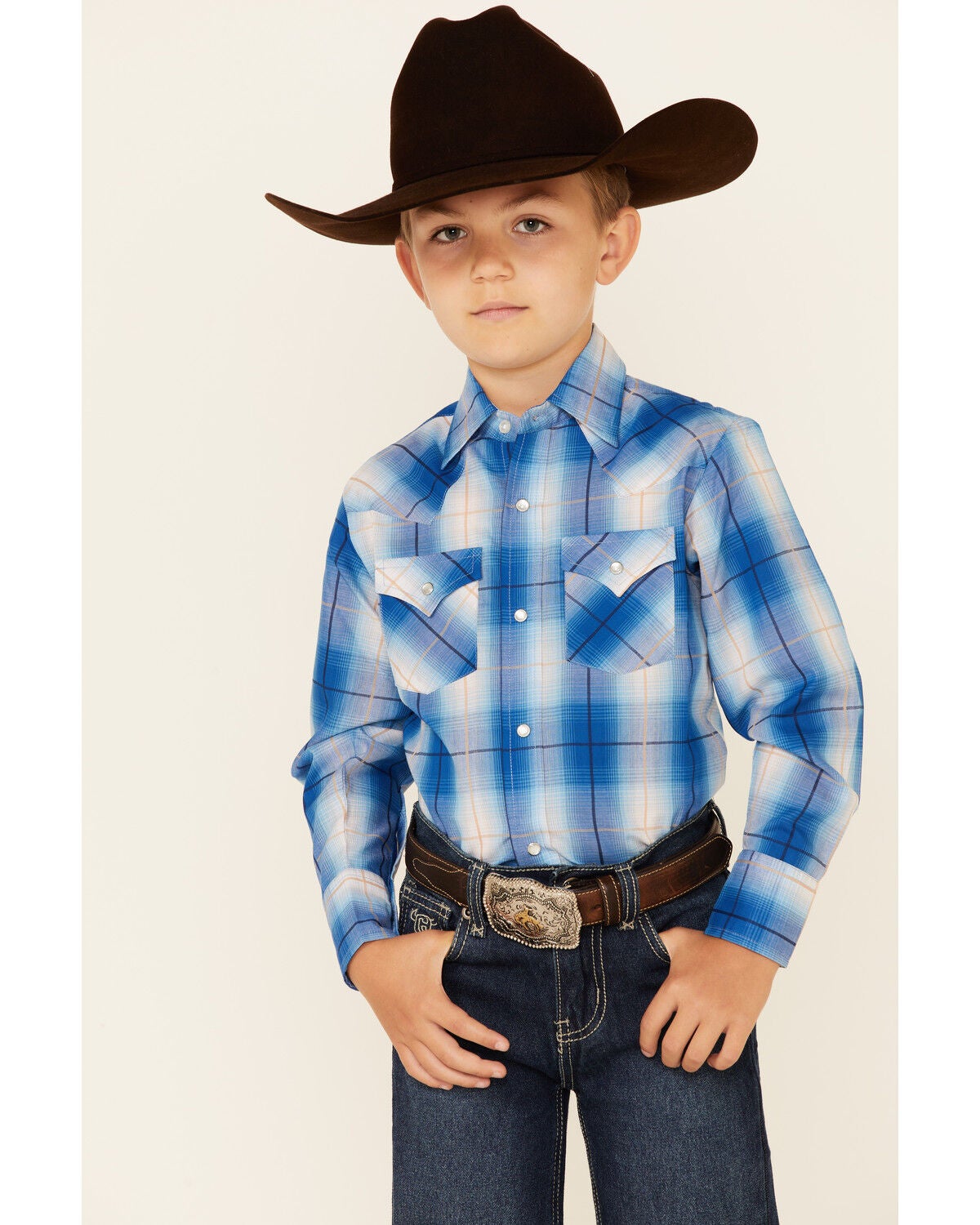Ely Walker Boys' Plaid Long Sleeve Snap 