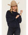 Image #1 - Wrangler Retro Women's Satin Logo Embroidered Crewneck, Navy, hi-res