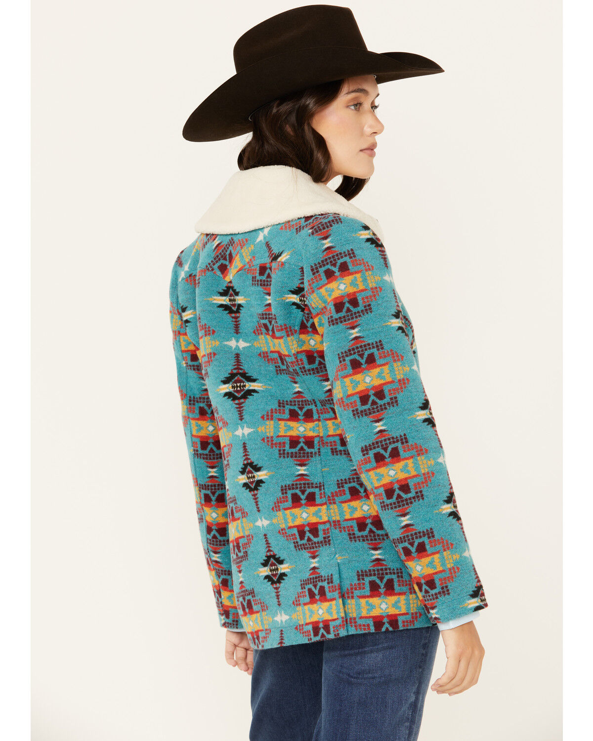 Image #4 - Panhandle Women's Southwestern Print Button-Down Jacket, Blue, hi-res