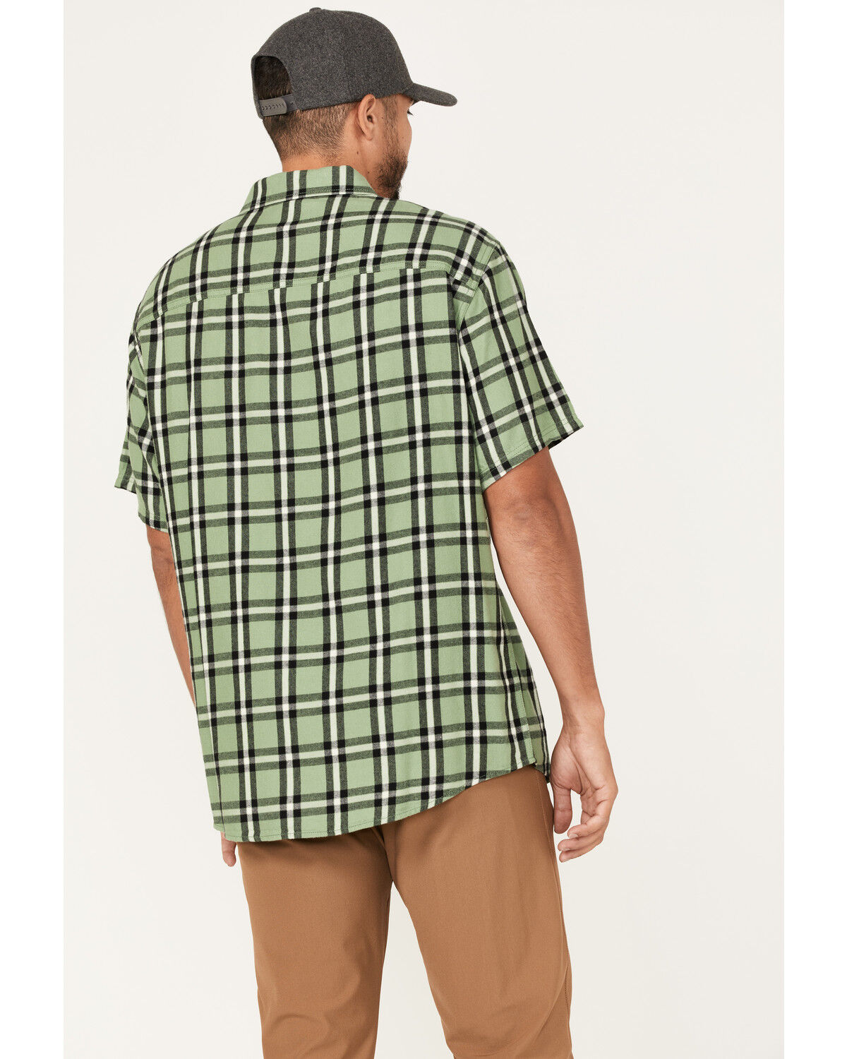 Image #4 - Brothers and Sons Men's Casual Plaid Short Sleeve Button Down Western Shirt, Light Green, hi-res