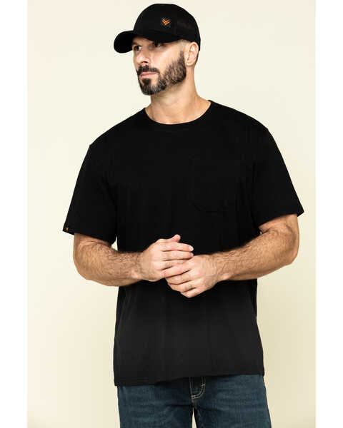Hawx Men's Pocket Crew Short Sleeve Work T-Shirt - Tall , Black, hi-res