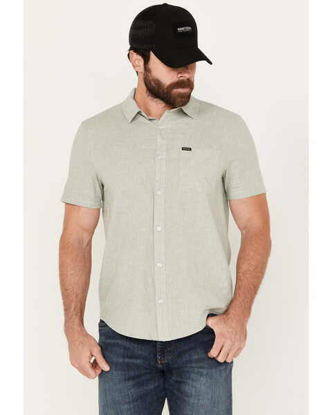 Brixton Men's Charter Solid Short Sleeve Button-Down Shirt, Light Grey, hi-res