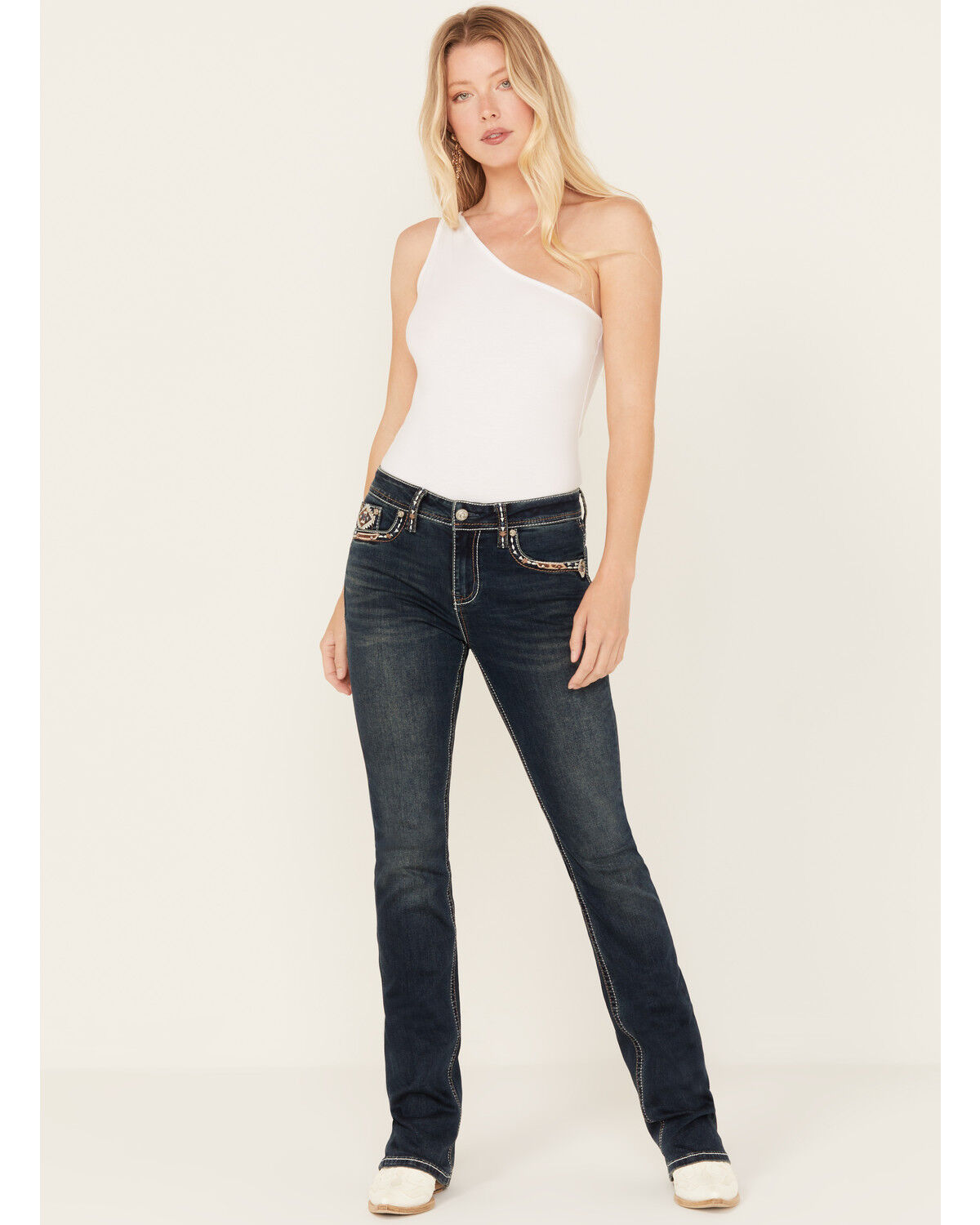 Image #3 - Grace in LA Women's Dark Wash Mid Rise Bootcut Jeans, , hi-res