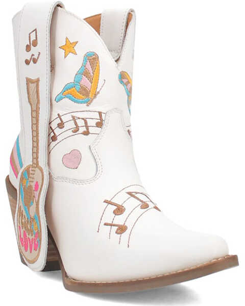 Dingo Women's Melody Short Western Boots - Pointed Toe , White, hi-res