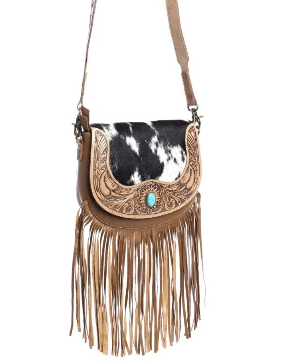 Image #1 - Myra Bag Women's Tamaya Trail Hand Tooled Crossbody Bag, Brown, hi-res