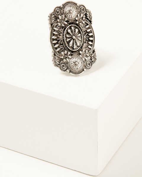 Shyanne Women's Luna Bella Floral Statement Ring, Silver, hi-res