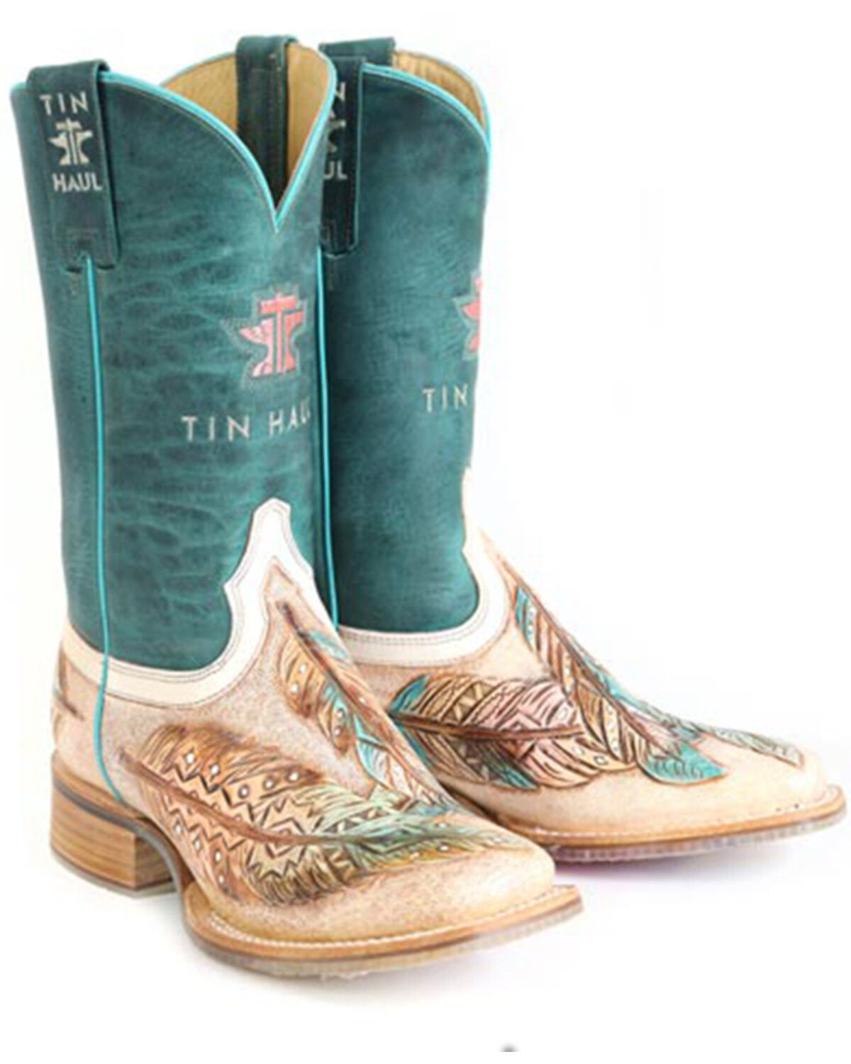 Image #1 - Tin Haul Girls' Birds Of A Feather Western Boots - Broad Square Toe, Tan, hi-res
