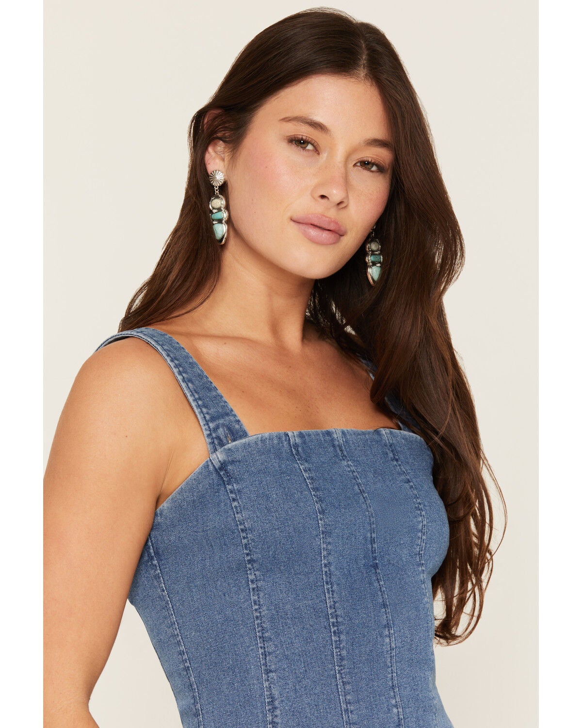 Image #2 - 26 International Women's Medium Wash Denim Sleeveless Tube Mini Dress, Medium Wash, hi-res