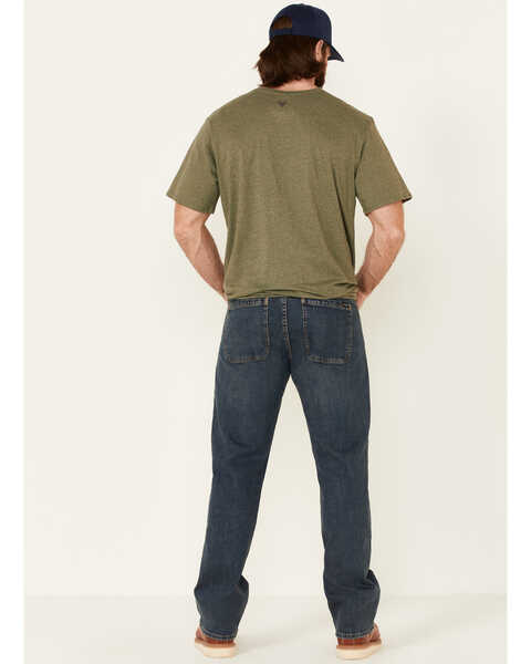 Image #2 - Hawx Men's Medium Wash Stretch Straight Work Jeans , Medium Blue, hi-res