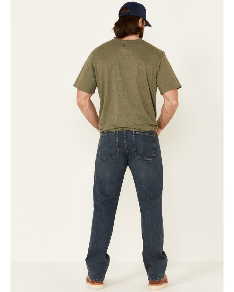 Hawx Men's Medium Wash Stretch Bootcut Lined Work Jeans , Medium Blue, hi-res