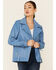 Image #2 - Understated Leather Women's Sunburst Leather Zip-Front Moto Jacket , Turquoise, hi-res