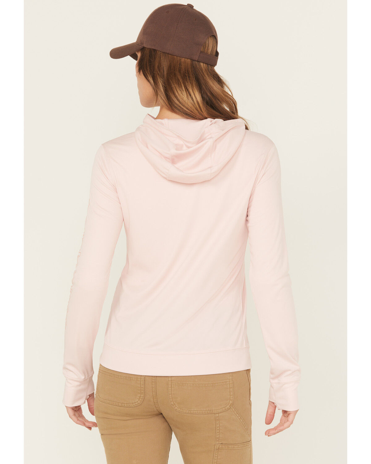 Image #4 - Carhartt Women's Force Sun Defender™ Relaxed Fit Lightweight Long Sleeve Hooded Graphic Work Shirt, Rose, hi-res