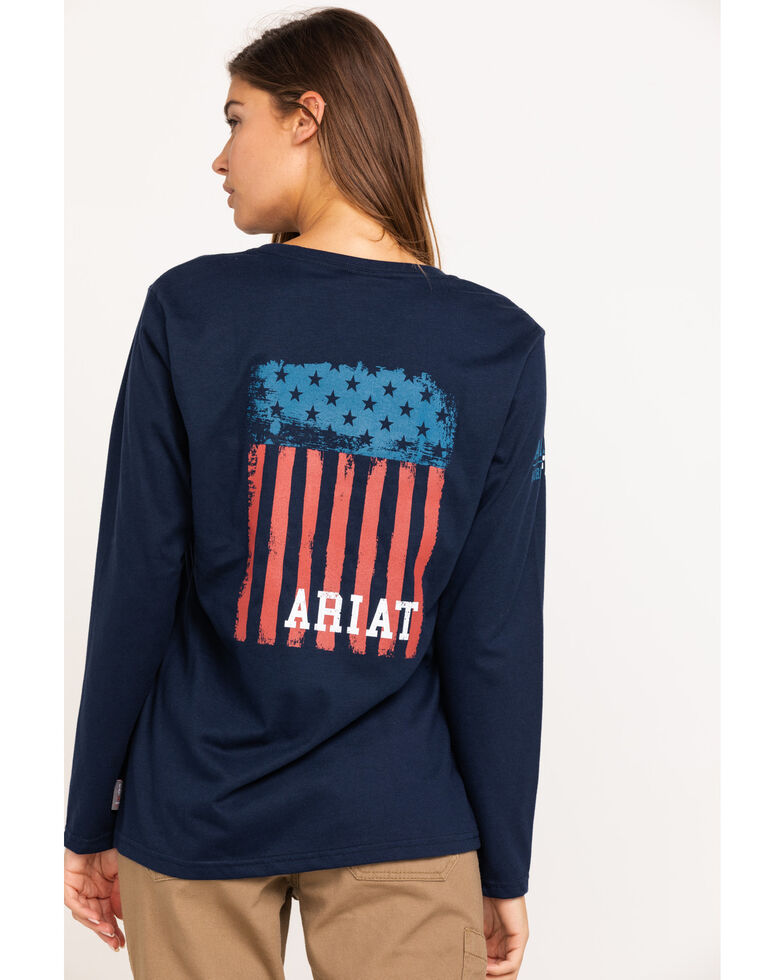Ariat Women's Navy America Graphic FR T-Shirt , Navy, hi-res