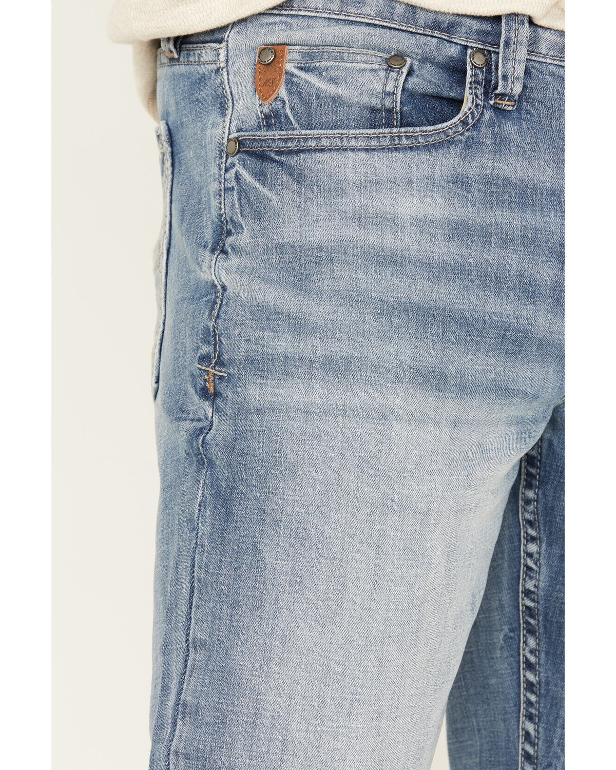 Image #2 - Moonshine Spirit Men's Fire Water Medium Wash Slim Straight Stretch Denim Jeans, Light Medium Wash, hi-res