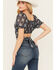 Image #4 - Beyond The Radar Women's Tie Back Short Sleeve Crop Top, Black, hi-res