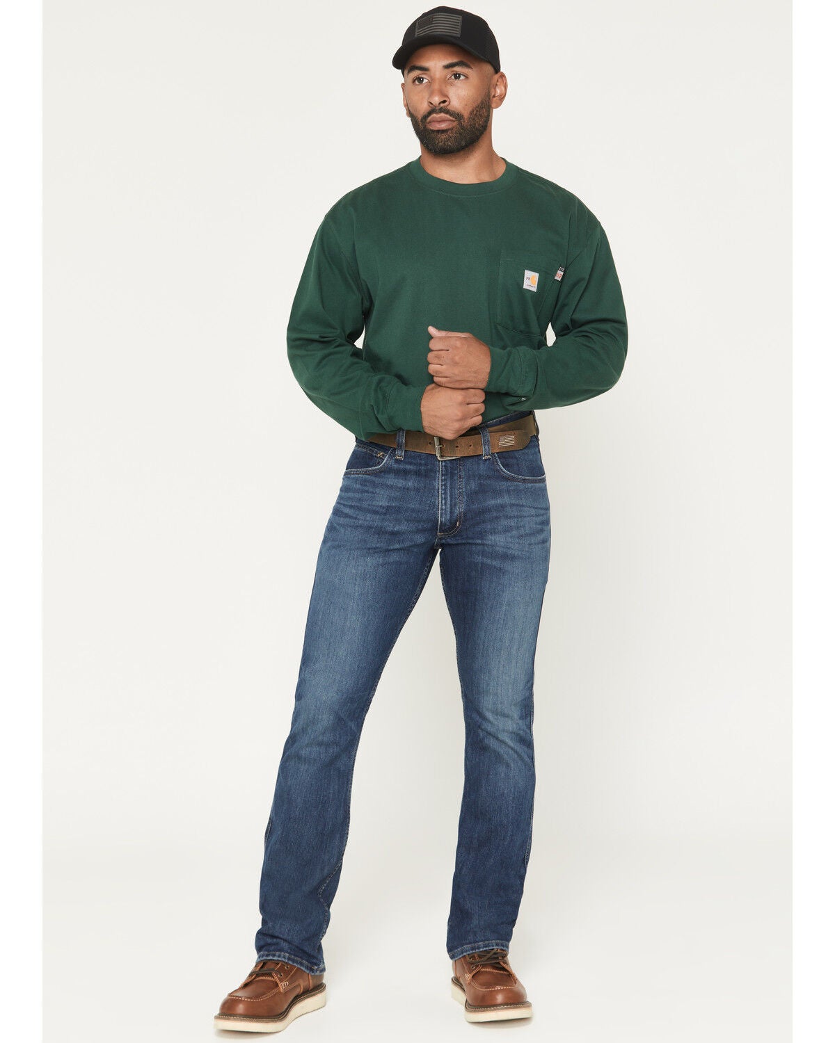 Image #1 - Carhartt Men's FR Tamarack Medium Wash Relaxed Bootcut Rugged Flex&reg; Stretch Denim Jeans, Medium Wash, hi-res