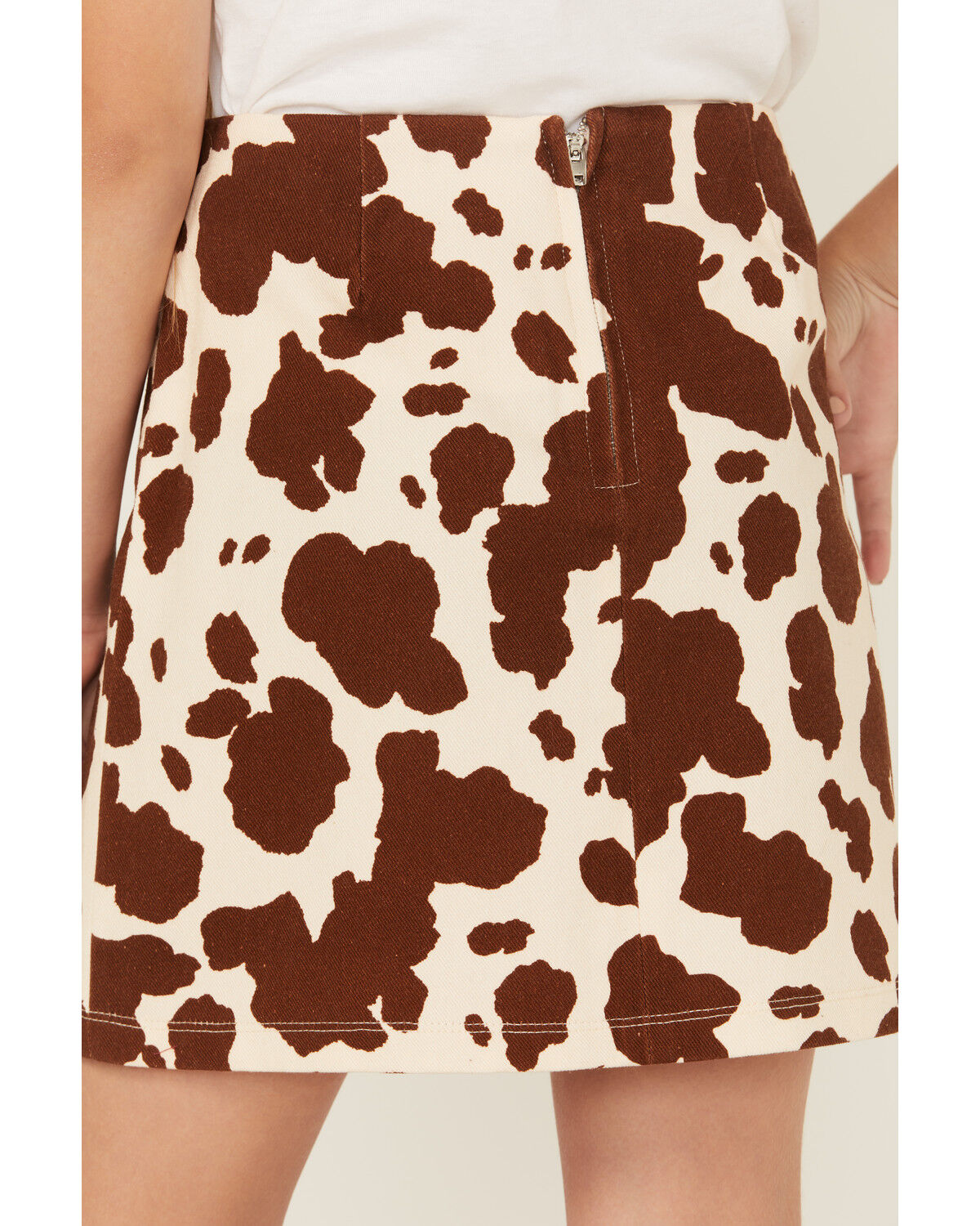 Image #4 - La La Land Girls' Cow Print Skirt, Cream, hi-res