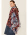 LaBiz Women's Navy & Burgundy Floral Short Kimono, Navy, hi-res